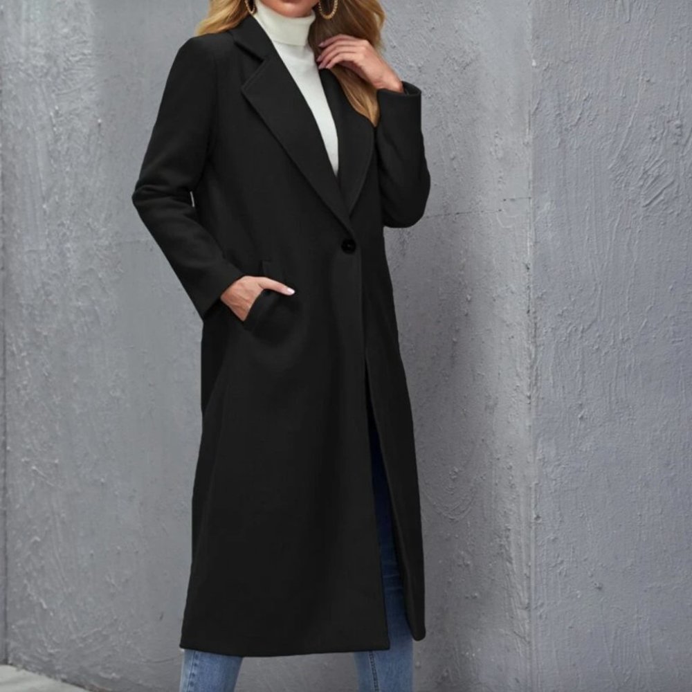 XS 🔅 winter peacoat trench long jacket camel tan brown long line - Picture 11 of 12